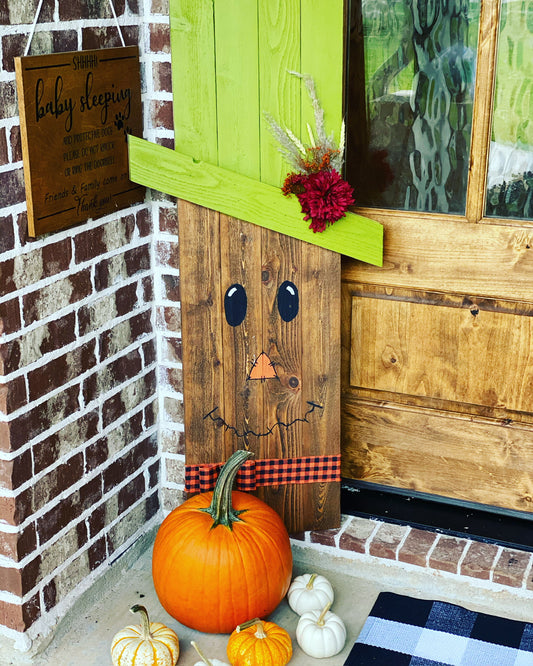 Wooden Reversible Scarecrow and Snowman Porch Sign