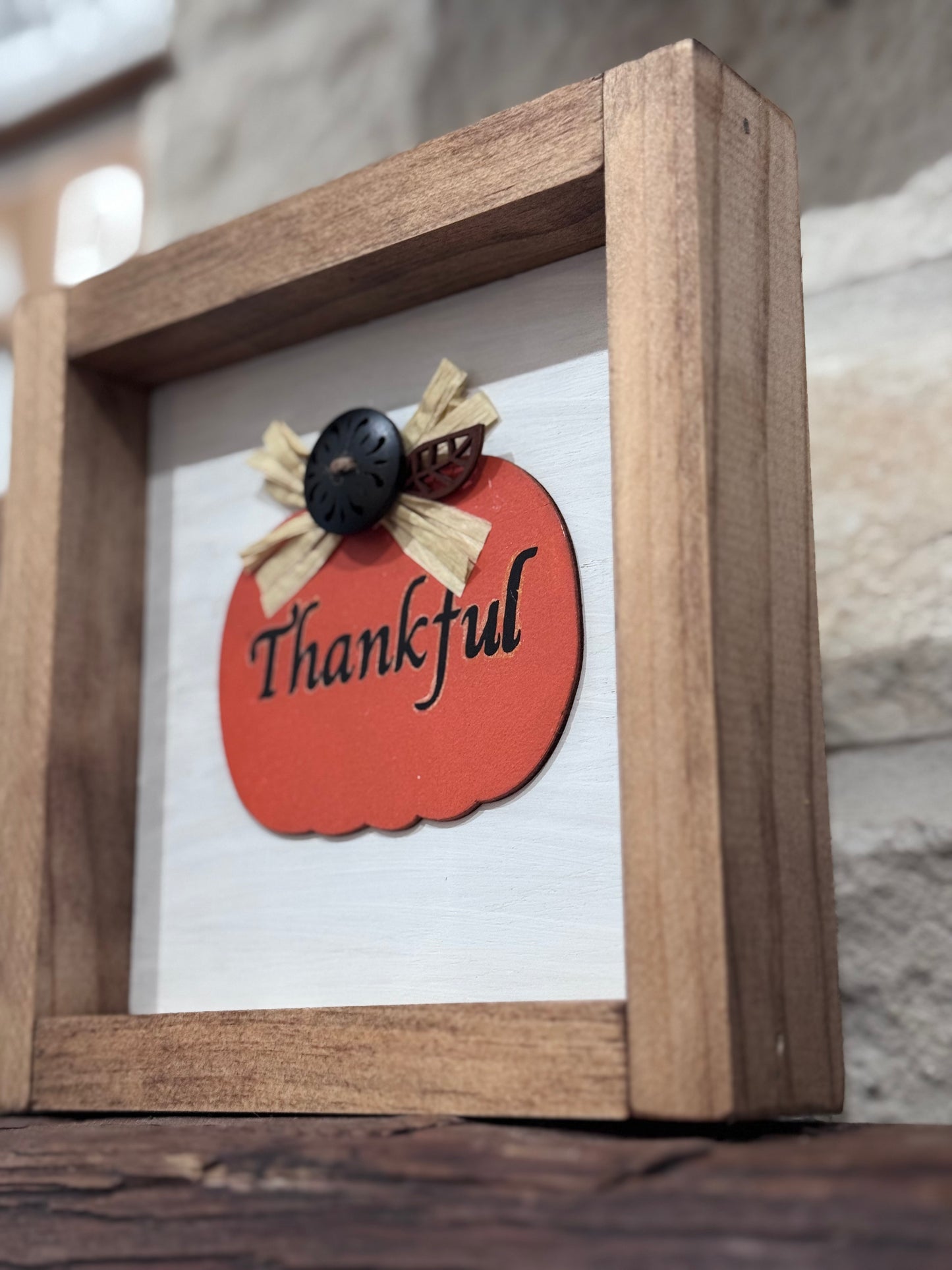 Small Wooden Frame - Thankful Pumpkin