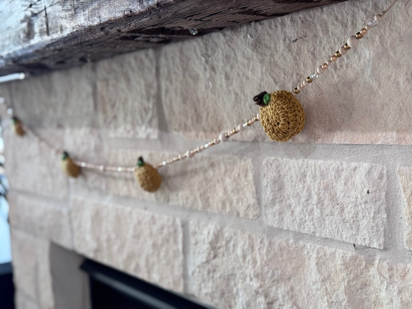 Crochet pumpkin Garland - Fully Beaded Mixed colors