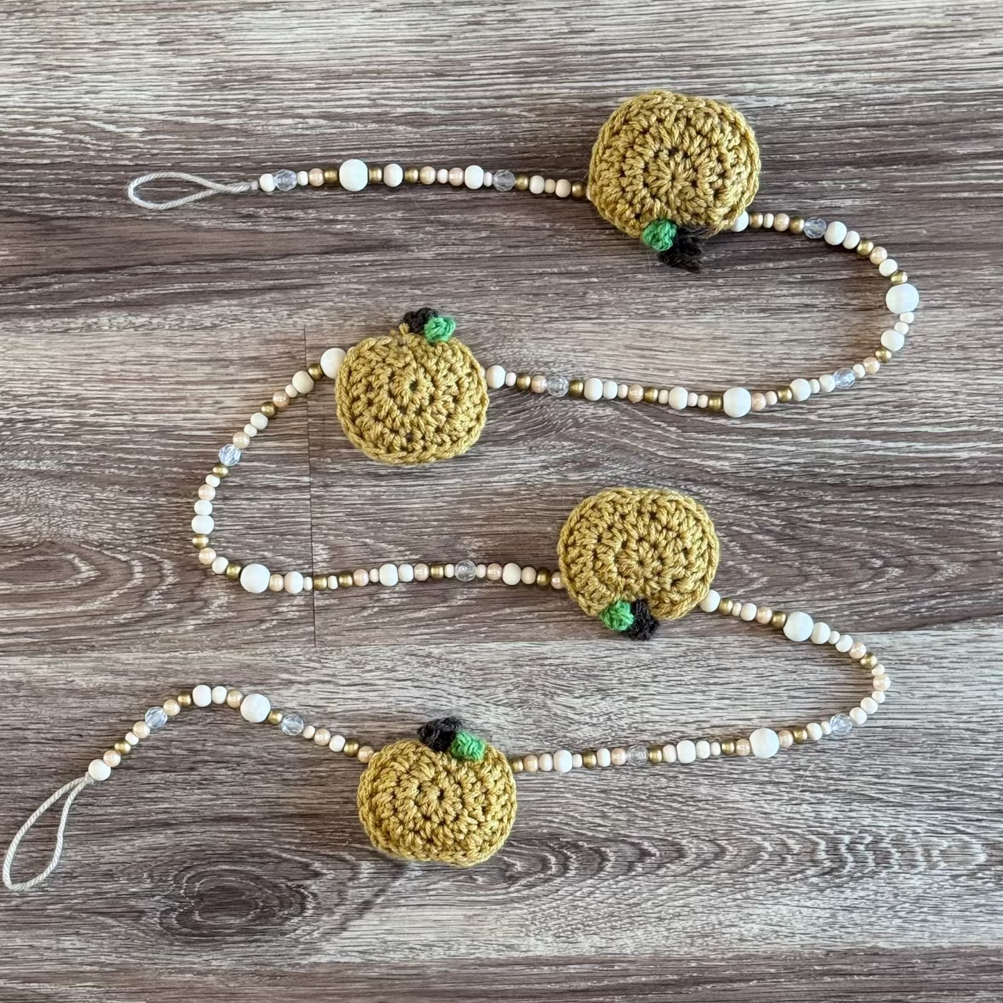 Crochet pumpkin Garland - Fully Beaded Mixed colors