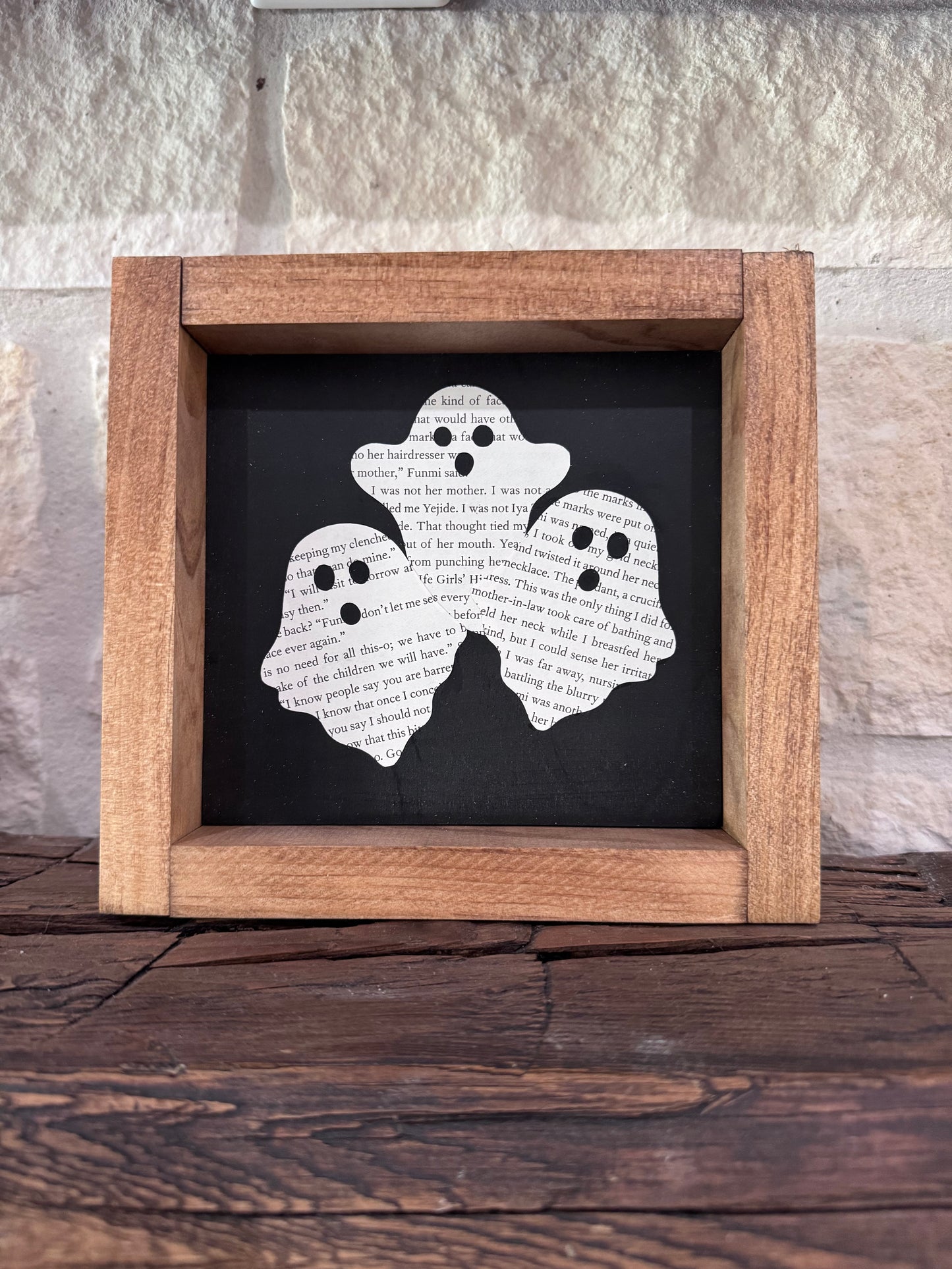 Book Paper Ghost Wooden Frame