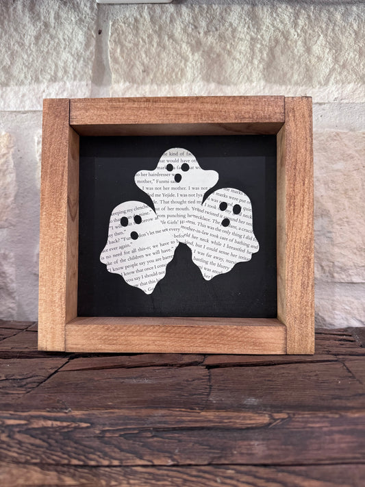 Book Paper Ghost Wooden Frame