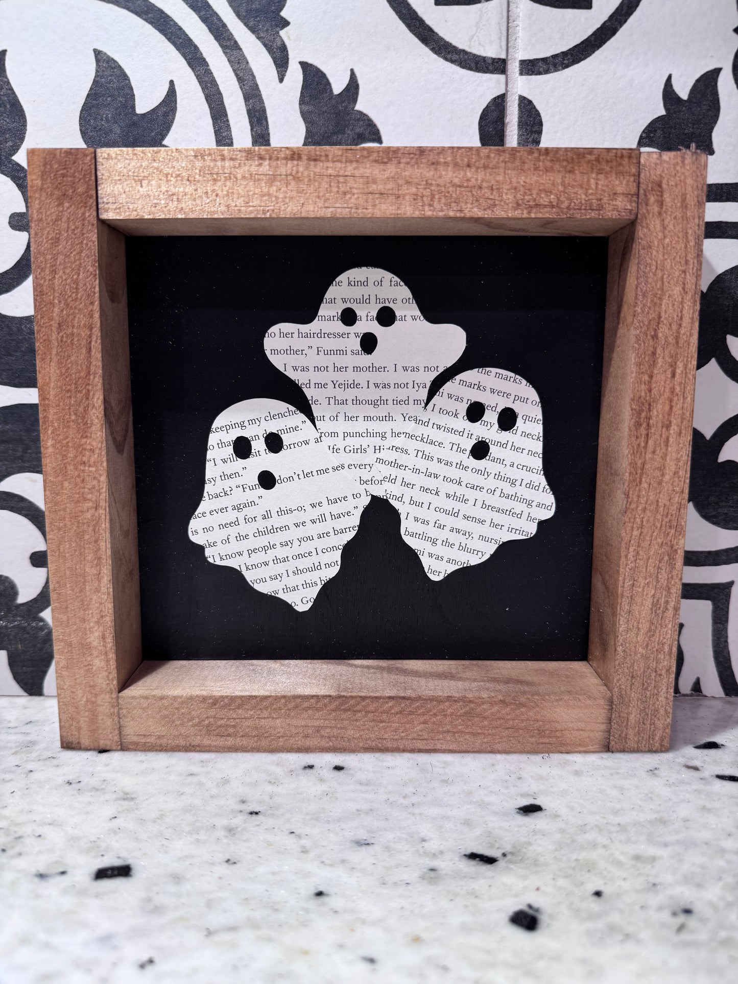 Book Paper Ghost Wooden Frame