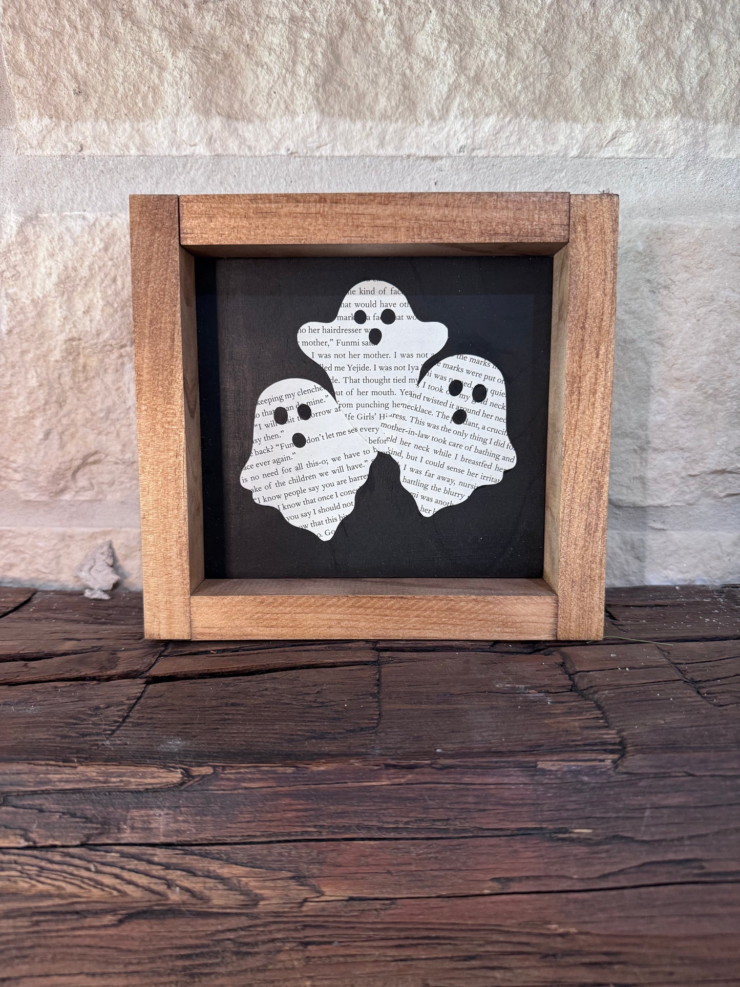 Book Paper Ghost Wooden Frame