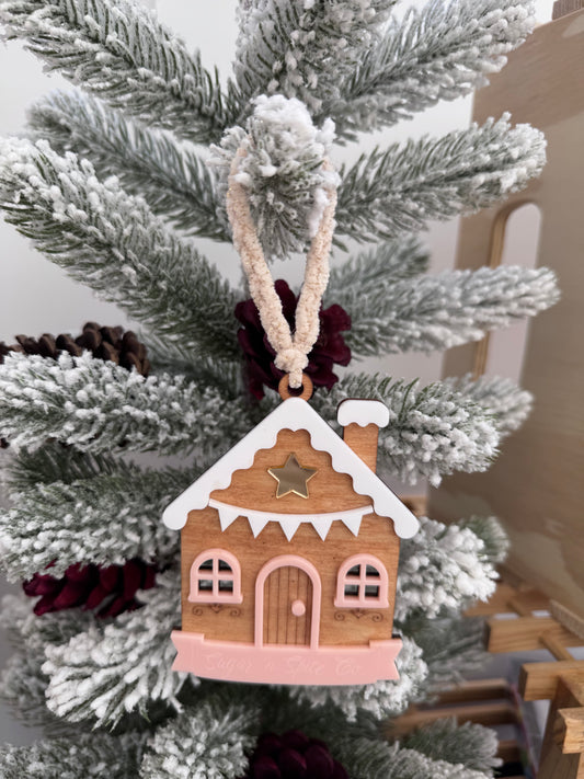 Pink Gingerbread house Ornament