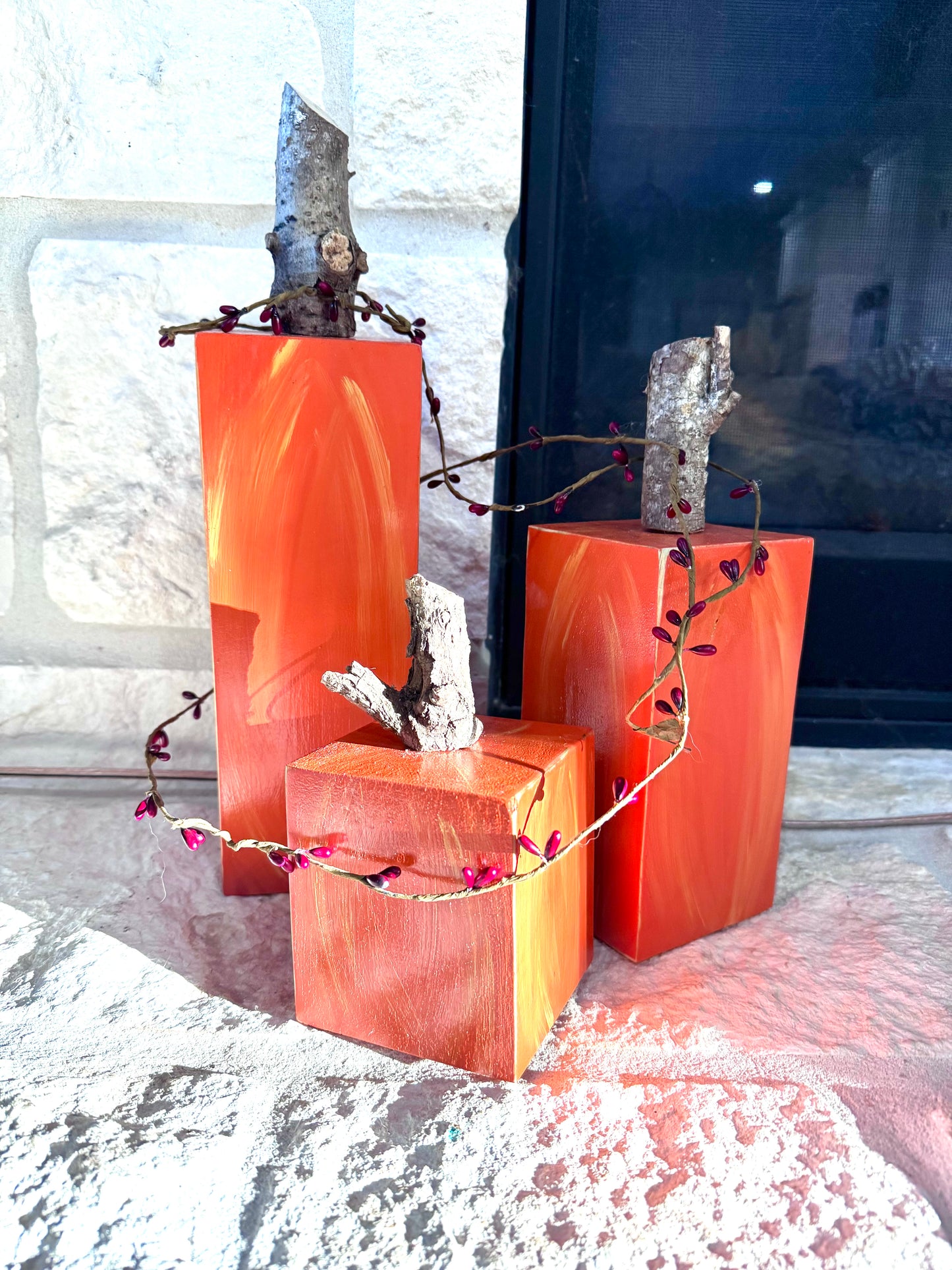 3-Set Wooden Farmhouse Pumpkin Patch