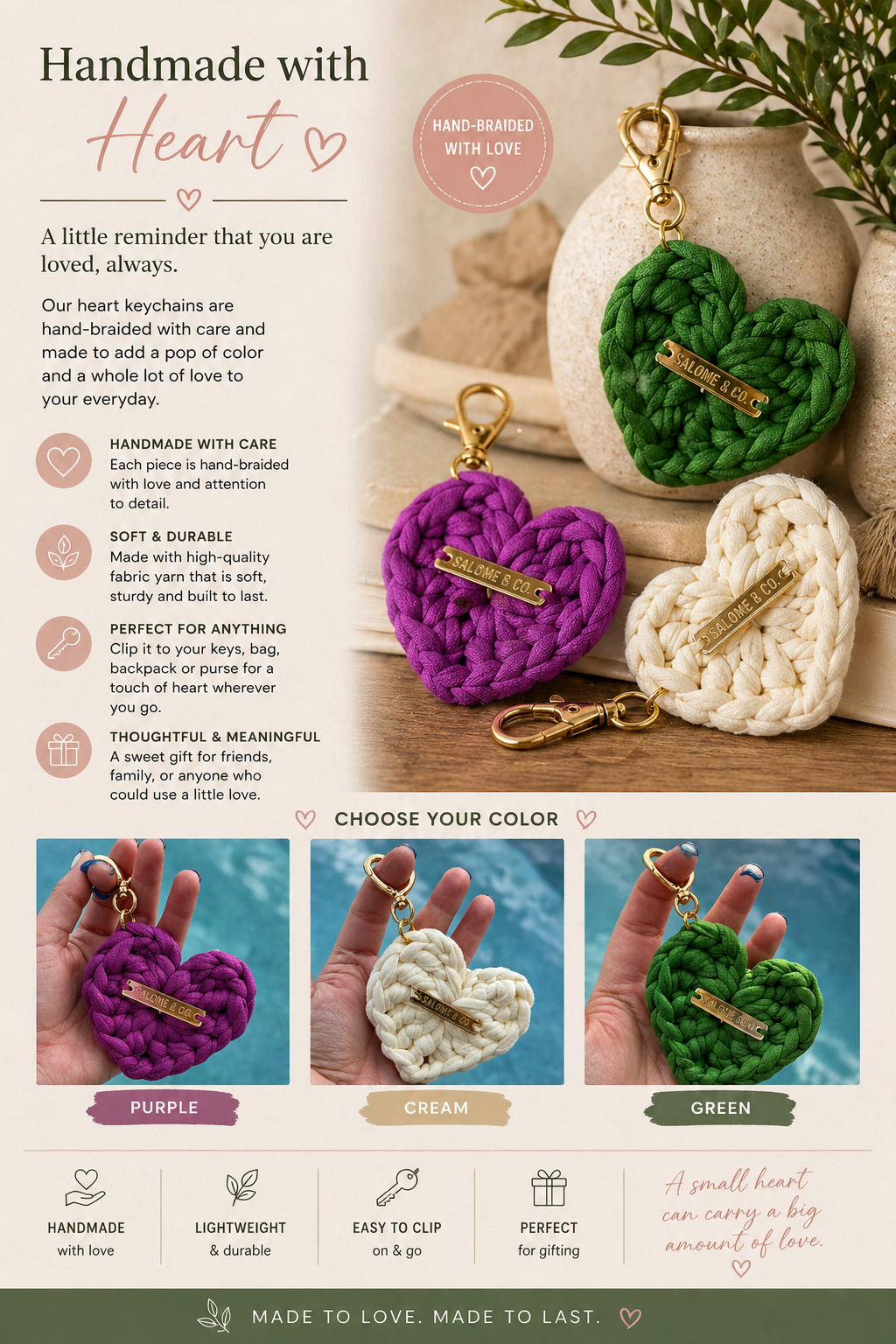 Crochet Heart Keychain