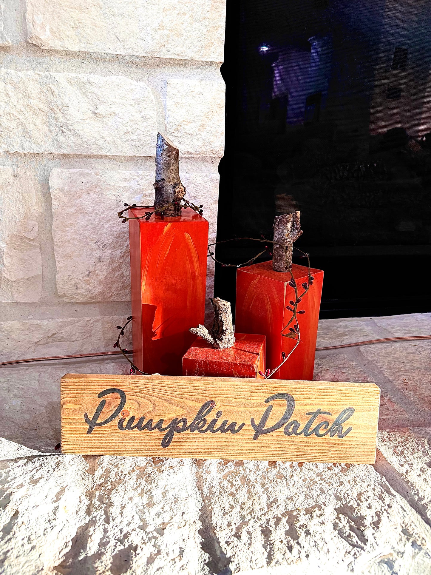 3-Set Wooden Farmhouse Pumpkin Patch