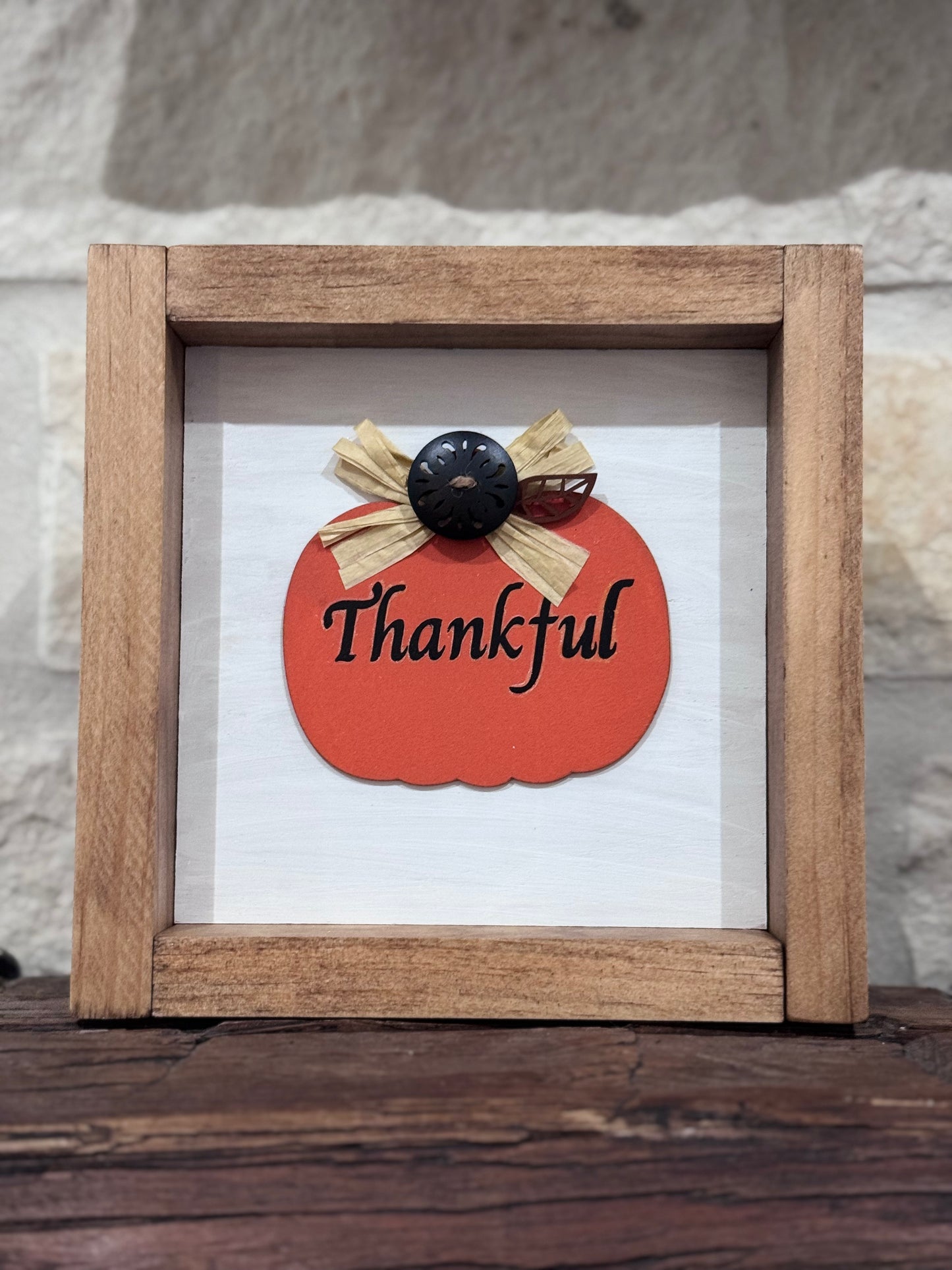 Small Wooden Frame - Thankful Pumpkin
