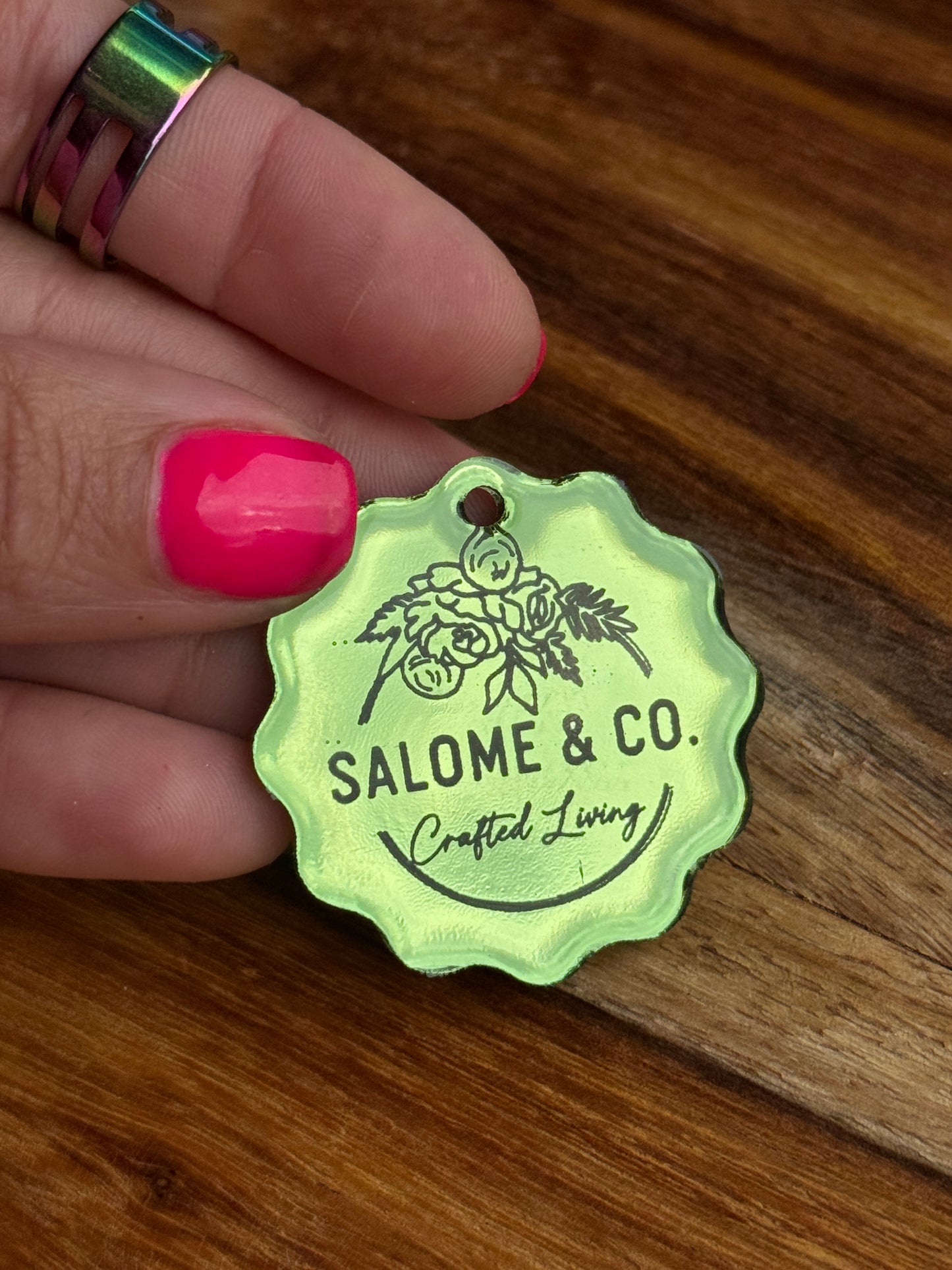 Custom Mirrored Resin Business Card Tag