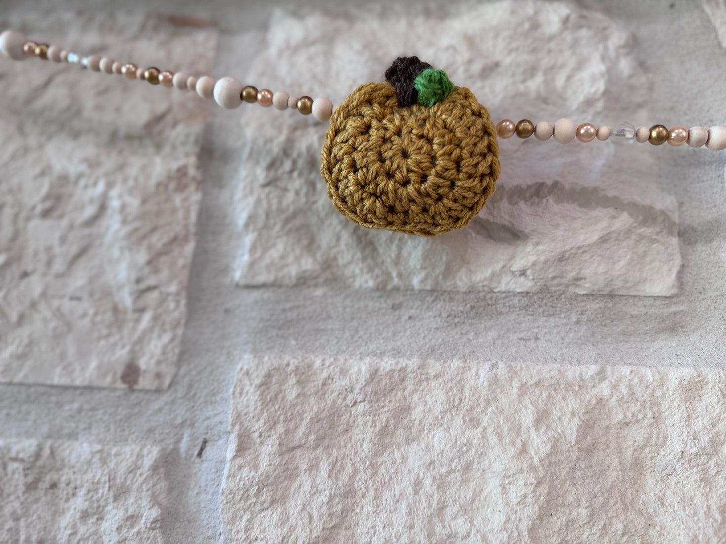 Crochet pumpkin Garland - Fully Beaded Mixed colors