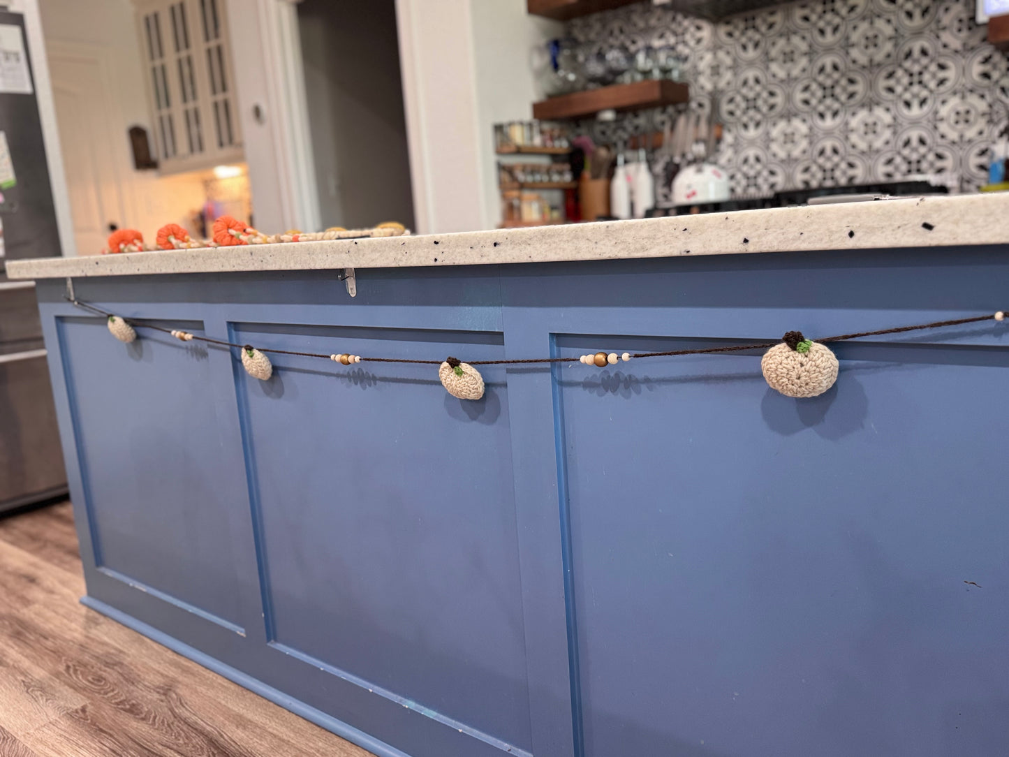 Crochet pumpkin Garland - Fully Beaded Mixed colors