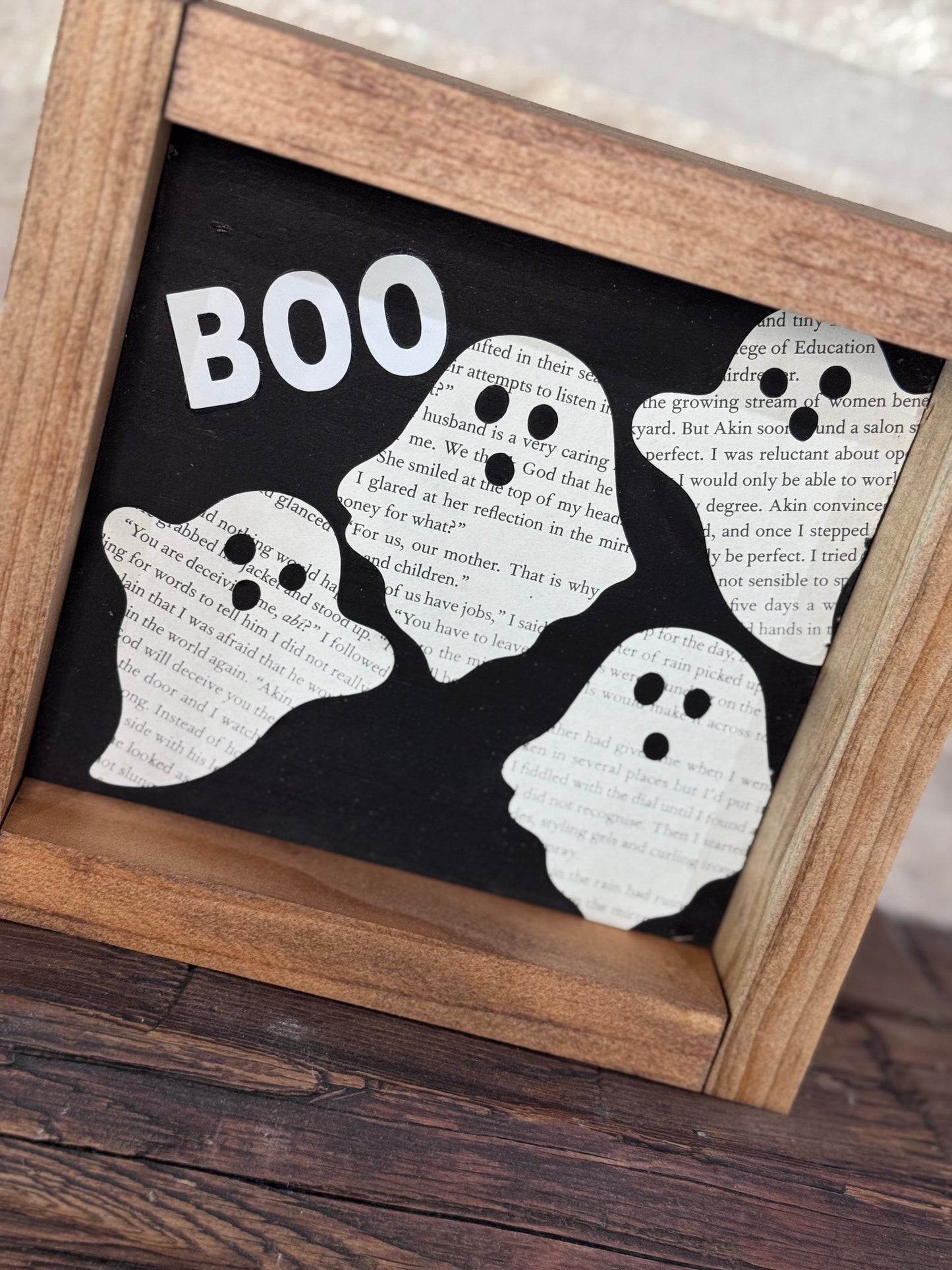 Book Paper Ghost Wooden Frame